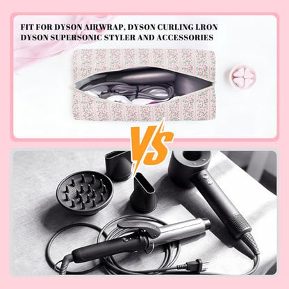 Hair Tools Travel Carrying Bag, Quilted Floral Bag for Shark Flexstyle | Carrying Case Portable Shark Air Wrap Dryer Case Flat Curling Iron Organizer for Women (Pink)