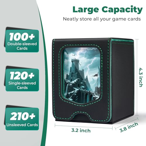 Deck Box Compatible with MTG Commander,Comman-der Deck Box Storage | Trading Card Storage Box with Comman-der, Fits 100 Double-Sleeved Cards, Card Box Compatible with Magic the Gathering, Grey