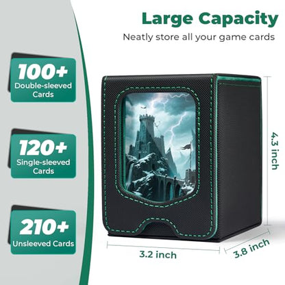 Deck Box Compatible with MTG Commander,Comman-der Deck Box Storage | Trading Card Storage Box with Comman-der, Fits 100 Double-Sleeved Cards, Card Box Compatible with Magic the Gathering, Grey