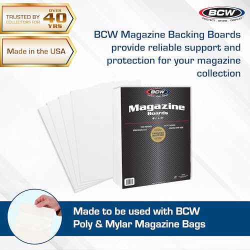 BCW Magazine Backing Boards 8.5" x 11" – 100 Pack | 24pt Acid-Free Boards for Comics, Fabric Storage, Crafts & Collectibles | Precision Cut for Archival Protection