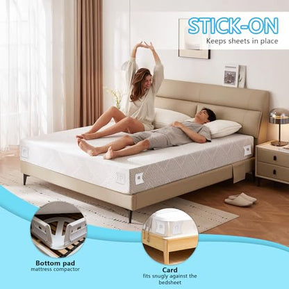 Sheet Holders: Made of high-Strength ABS Material, These Heavy-Duty, Rigid Sheet Clips Feature a Safety Latch to Keep Sheets taut and Smooth—Suitable for All Mattress Sizes (4-Pack)