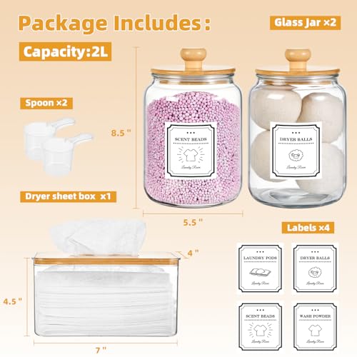 Laundry Pod Container and Dryer Sheet Holder,Laundry Room Organization | Laundry Detergent Sheets Dispenser Laundry Room Organization Storage Box for Powder,Scent Booster Beads,Dryer Balls,Bath Salt