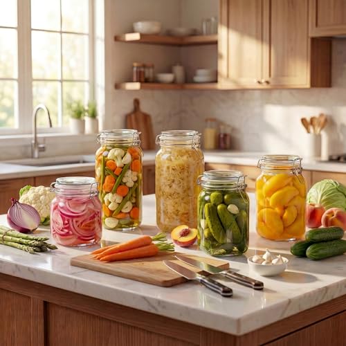 78oz Large Square Glass Jars with Airtight Lids, Wide Mouth Mason Jars 3P