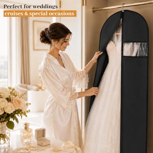 6-Pack 65” x 23” Garment Bags for Dresses and Gowns for Closet Storage | Hanging Clothes Cover with Handles for Travel, Waterproof, Dust-Proof