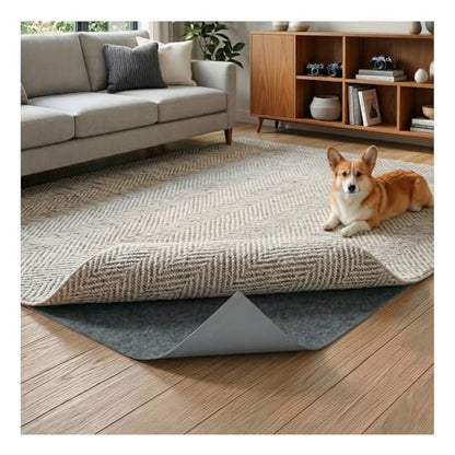 Felt Rug Pad, 2 x 3 Ft Rubber Non-Slip Rug Pad Gripper, Keep Rugs Secure and in Place, Extra Strong Under Carpet Mat Cushion - for All Floors