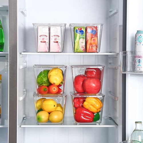 Vtopmart 6 Pack Clear Stackable Storage Bins with Lids, Medium | BPA-free Plastic, Organize Vertically, For Pantry Kitchen Fridge Cabinet Closet Bathroom, Built to Last, Easy to Move