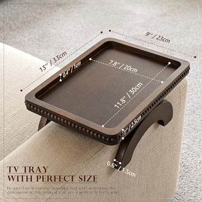 EOSAHR Couch Tray with Beads for Drink: Sofa Arm Tray for Home Decor, Brown
