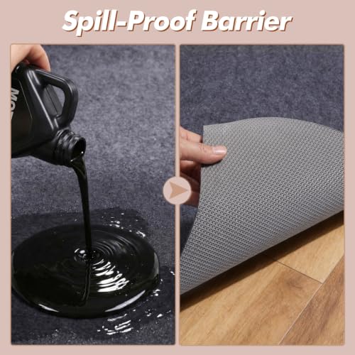 Non-Slip Rug Pad 6' x 9' – Felt & Rubber Underlay in Dark Gray, Waterproof & Grippy for Hardwood, Tile, Laminate Floors, Prevents Slipping & Bunching