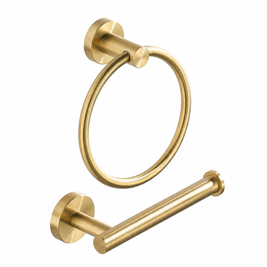 Toilet Paper Holder Towel Ring Brushed Gold Bathro... (Brushed Gold | Stainless Steel)