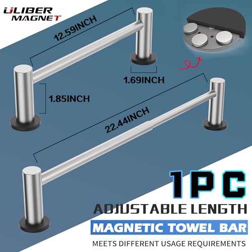 Magnetic Towel Holder,1 Set Magnetic Towel Rail Silver with Adjustable Length, Non-Slip Stainless Steel Towel Rail for Refrigerator, Oven, Dishwasher, Cabinet, Laundry