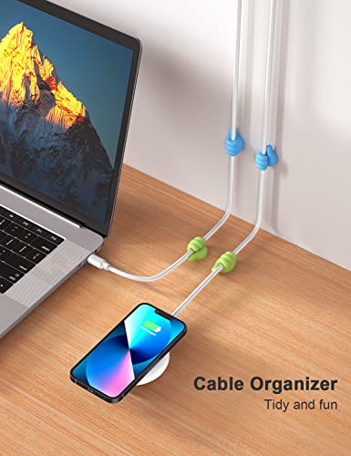 12 Pack Cord Organizer, Funny Thumb Cable Management Clips | Adhesive Phone Cord Holder Clips for Nightstand Desk Car Office Home College Dorm Room, Desk Organizer Accessories