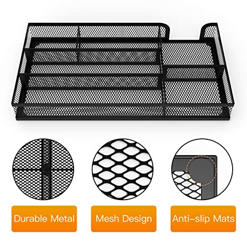 Desk Drawer Organizer, Small Metal Mesh Drawer Organizer Tray, Office Pencil Drawer Organizer Accessories for Desktop, Bathroom, Kitchen, Makeup, Vanity