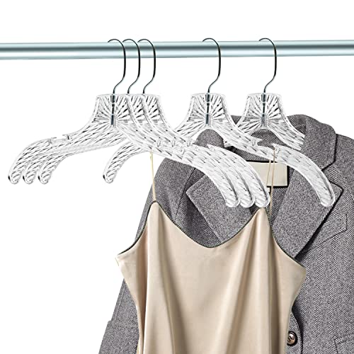 Quality Clear Plastic Hangers 24 Pack - Crystal Cut for Shirts, Suits, Coats, Dresses Hangers, Heavy Duty & Nonslip Design with Swivel Hook, 17 inches