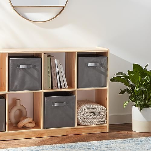 Amazon Basics Collapsible Fabric Storage Cube Bins Organizer with Handles for Organizing, Sturdy, Gray, 13 x 13 x 13 inch, 6-Pack