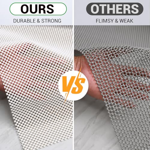 Non Slip Rug Pad Gripper for Hardwood Floors, 9x12 FT Anti Slide Rug Underlay, Eco Safe Odor Free, Cushioned Floor Protector, Cut-to-Size Multi-Purpose Pad