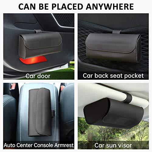 Accmor Glasses Holder for Car Sun Visor, 2 Pack Vehicle Sunglasses Holders Case with Hidden Magnetic Closure, Universal Fit Leather Auto Eyeglasses Organizer Box Eyeglass Hanger Clip Car Accessories