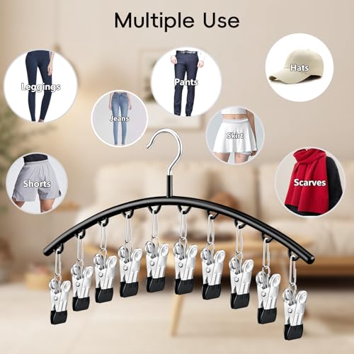 TomCare 4 Pack Space Saving Hangers, 2 Tank Top and 2 Leggings Organizers | 360° Swivel Design, 20 Clips for Leggings and Yoga Pants, Stainless Steel Hanging Closet Organizer