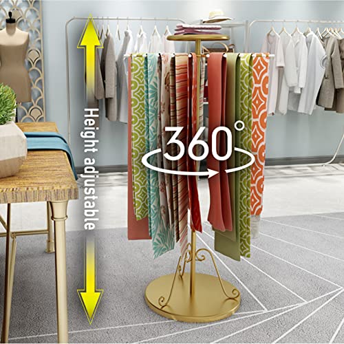 Freestanding 360° Metal Scarf Display Rack for Boutique Store Home Storage | Scarf Display Stand with 30 Rods, Scarf Holder Organizer for Scarves, Ties, Shawls, Belts,Hijab