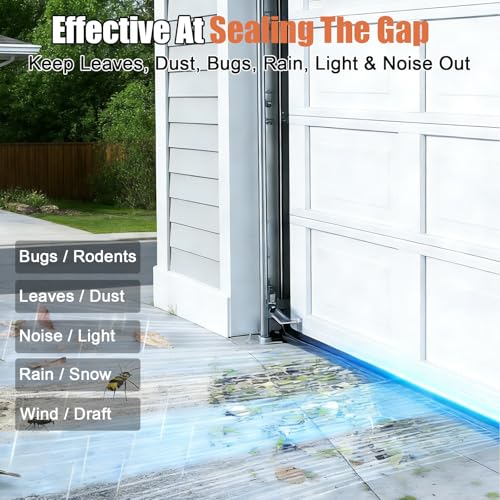 Garage Door Seals Bottom Rubber – 16.5FT EPDM Weatherproof Seal with Pre-Drilled Aluminum Track Retainer Kit, Fits 8-20FT Doors, Rodent Proof, Noise Reducing (1.57" Width, Black)