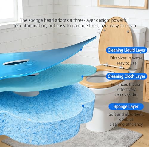 36 Sets of Disposable Toilet Brush Replacement Pads, Toilet Brush Sets, wall-Mounted Non-Contact Toilet Cleaning Kits, and Three Types of Replacement Brush Heads (Replace the Brush Head)