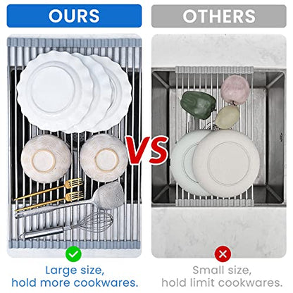 Roll Up Dish Drying Rack Over the Sink 12.5"-21.6"... (Gray)