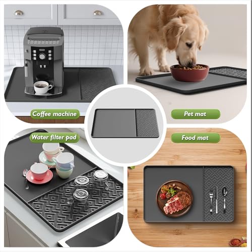 Silicone Coffee Mat with Raised Edges 19" x 12" – Waterproof Countertop Mat, Coffee Maker Pad, Espresso Machine Mat, Heat Resistant Dish Drying Mat