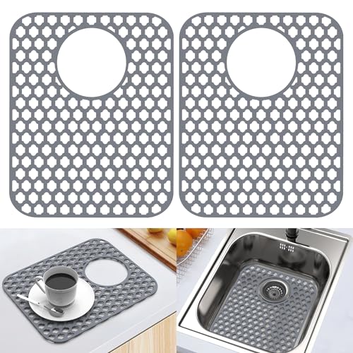 2 Pack Silicone Sink Protector Mat for Kitchen Sin... (Gray | Silicone)