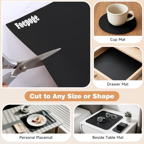 49.2" x 15.7" Large Silicone Mat for Kitchen Counter Protector, Cuttable | Silicon Countertop Protector Mat Heat Resistant Mats for Countertop, Cut to Fit Placemat Ship Roll by Foepoge, Black