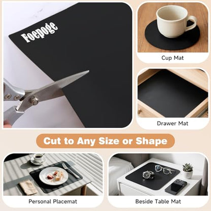 49.2" x 15.7" Large Silicone Mat for Kitchen Counter Protector, Cuttable | Silicon Countertop Protector Mat Heat Resistant Mats for Countertop, Cut to Fit Placemat Ship Roll by Foepoge, Black