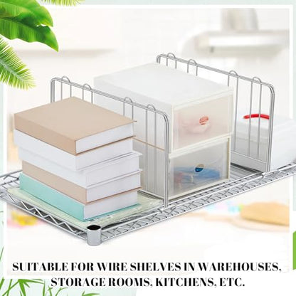 6 Pcs 18" W x 9" H Wire Shelf Divider Chrome Plated Steel Wire Rack Divider for Shelving Metal Accessories for Bathroom Kitchen Office Pantry Room Storage Organization, Silver