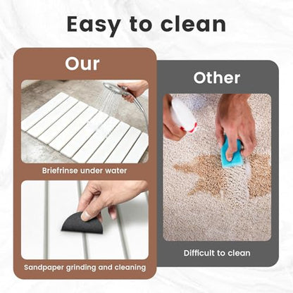 Super Anti-Slip Strong Absorbent Diatomite Pad, Stone Bath Mat 23.6 x 15.5 inches Quick-Dry Pad, Foldable and Easy to Store Bathroom Stone Bath Mat, Suitable for Bathroom, Easy to Clean