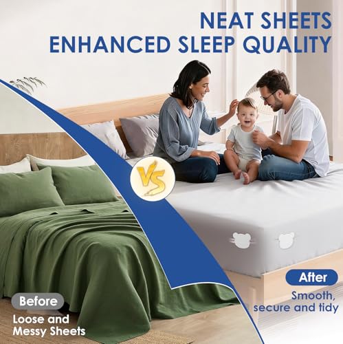 Patented Bed Sheet Holders ABS Lock System for Fitted Sheets Secure Clips | Patented Lock Design, 168 Anti-Slip Points, Reinforced ABS Material, One-Time Installation, Fits All Mattress Sizes