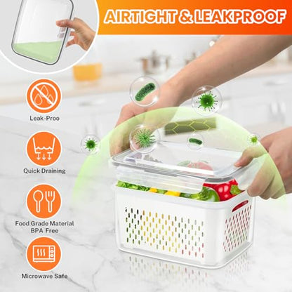 8 Pieces Fruit Storage Containers for Fridge with... (Plastic)