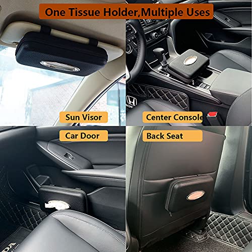 Car Tissue Holder, Sun Visor Napkin Holder, Car Visor Tissue Holder, PU Leather Backseat Tissue Case Holder for Car,Vehicle (Black)