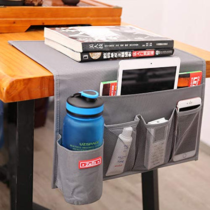 Zafit 5 Pockets Bedside Caddy, Bedside Storage Organizer for Water Bottles, Magazines, Phone, Glasses (5 Pockets-Grey)