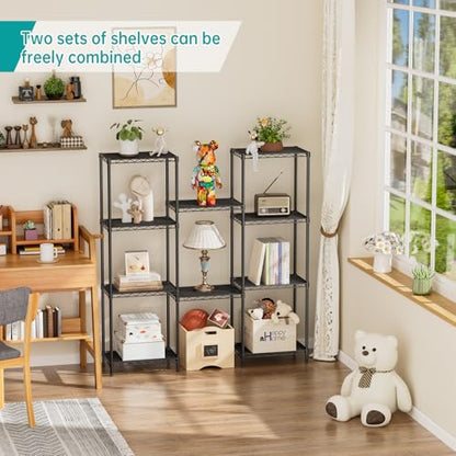 Metal Shelves Wire Shelving Storage Standing Adjustable Shelf Unit | 5 Tier Mesh Units Shelf for Kitchen Laundry Bathroom Closet Organizers Pantry Narrow Home Rack 10" D x 16" W x 55" H Black