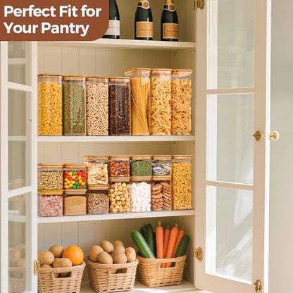 ComSaf Glass Pantry Storage Containers (0.7Qt/1.2Qt/1.6Qt) Set of 6, Square