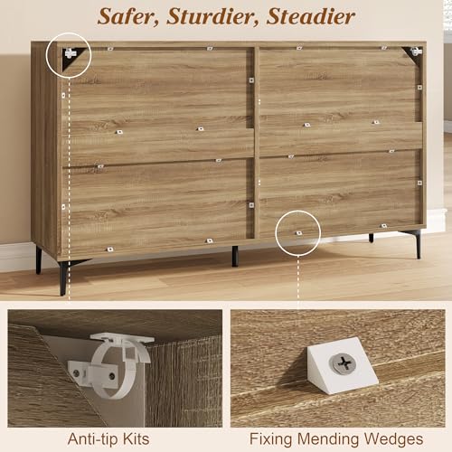 JASIWAY Buffet Cabinet with Storage, 48" Rattan Coffee Bar Cabinet Station | Accent Sideboard with Adjustable Shelves, Credenza for Dining Room, Kitchen, Living Room, Entryway, Anti-Tip, Wood