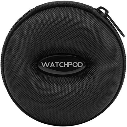 Travel Watch Case | Single Watch Box w/Zipper for Storage | Cushioned Round Portable Watch Case for Travel | Fits all Wristwatches and Smart Watches up to 50mm (Black)