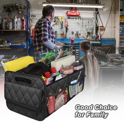 Deosk Car Trunk Organizer and Storage with Reinforced Handles, Waterproof Polyester Trunk Organizer for SUV, Minivan, Truck (Large, Black)