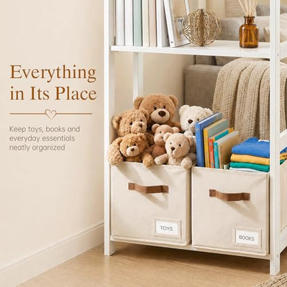 Storage Cubes 8 Pack, 11 Inch Fabric Storage Cubes Organizer Bins with Labels, Odor-Free & Sturdy PP Structure, Cubby Baskets for Closet, Shelves, Toys & Nursery (Beige)
