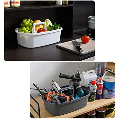 Large Cleaning Supplies Caddy Portable Shower Caddy Basket Dark Gray | Sturdy Supply Organizer with Handle Plastic Bucket Tool Storage for Bathroom Bedroom Kitchen Garden College Dorm Essentials