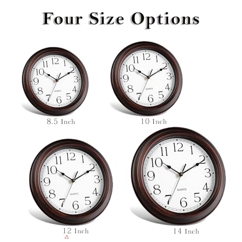 KECYET 12" Wall Clocks Battery Operated Silent for Living Room | Vintage Wall Clock; Analog Silent non Ticking; Kitchen Living Room Home Office Bathroom Bedroom