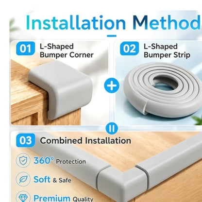 ZOMPAGO Foam Baby Edge Protector Strip Furniture Safety 1.8inx6.56FT（Grey） | Foam material, edge & corner protective,fit table wall bed frame,anti-collision,infant baby proofing,soft shock absorption