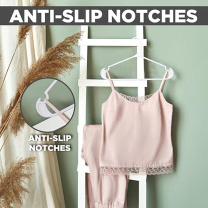 Utopia Home Plastic Hangers 20 Pack – Non-Slip with Pants Bar White | Heavy duty | Non-slip shoulder grooves & notches | Anti-slip pants bar for increased grip