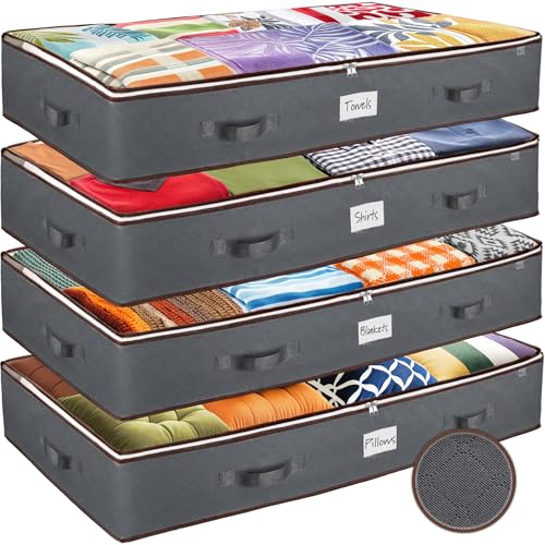 Under Bed Storage Bins - 90L Pack Of 4 Under The B... (4 Count | Gray)