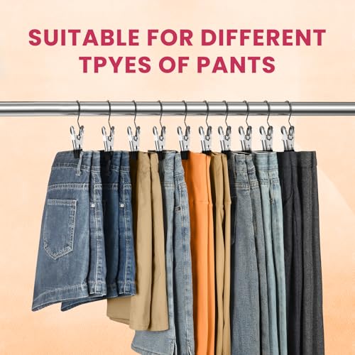 30 Pack Pants Hangers with Clips,Legging & Jean Hangers for Closet Hanging | Space Saving Clip Hangers for Yoga Pants, Jeans, Shorts, Skirts and Hats,Closet Organizers and Storage