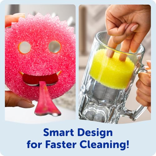 Scrub Mommy Kitchen Sponges (6) + Daddy Caddy Sponge Holder - Scratch-Free Cleaning Sponges for Dishes & Dish Scrub for Multipurpose Cleaning - BPA Free Polymer Foam - Stain & Odor Resistant (7 Count)
