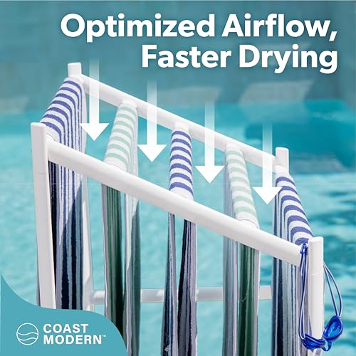 Coast Modern Pool Towel Rack – Choose Your Color - Outdoor & Indoor 5 Beach Towel PVC Drying Rack