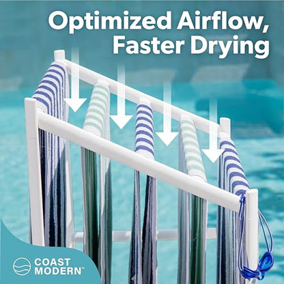 Coast Modern Pool Towel Rack – Choose Your Color - Outdoor & Indoor 5 Beach Towel PVC Drying Rack